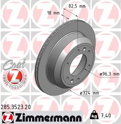 Stabdžių diskas ZIMMERMANN 285.3523.20