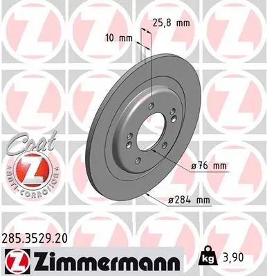 Stabdžių diskas ZIMMERMANN 285.3529.20