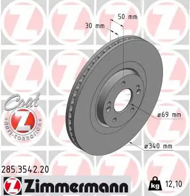 Stabdžių diskas ZIMMERMANN 285.3542.20
