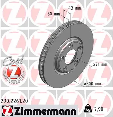 Stabdžių diskas ZIMMERMANN 290.2261.20