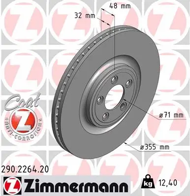 Stabdžių diskas ZIMMERMANN 290.2264.20