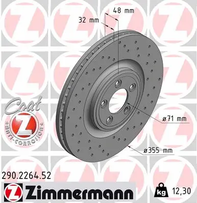 Stabdžių diskas ZIMMERMANN 290.2264.52