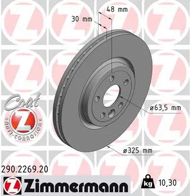 Stabdžių diskas ZIMMERMANN 290.2269.20