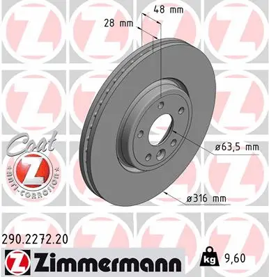 Stabdžių diskas ZIMMERMANN 290.2272.20