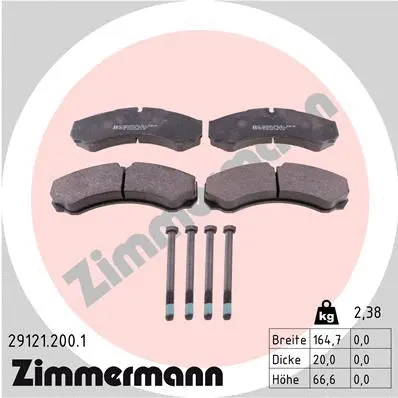 Diskinių stabdžių trinkelių rinkinys ZIMMERMANN 29121.200.1