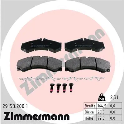Diskinių stabdžių trinkelių rinkinys ZIMMERMANN 29153.200.1