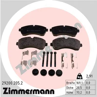 Diskinių stabdžių trinkelių rinkinys ZIMMERMANN 29200.205.2