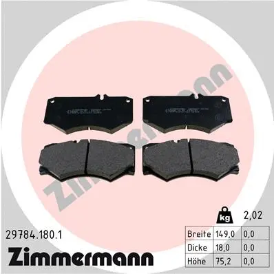 Diskinių stabdžių trinkelių rinkinys ZIMMERMANN 29784.180.1