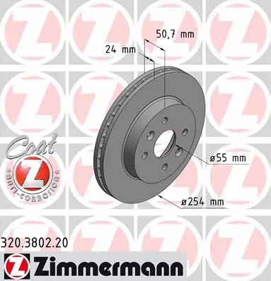 Stabdžių diskas ZIMMERMANN 320.3802.20