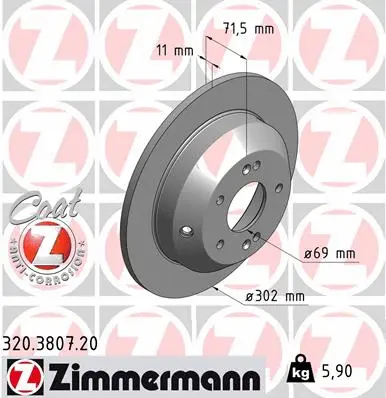 Stabdžių diskas ZIMMERMANN 320.3807.20