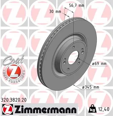 Stabdžių diskas ZIMMERMANN 320.3820.20