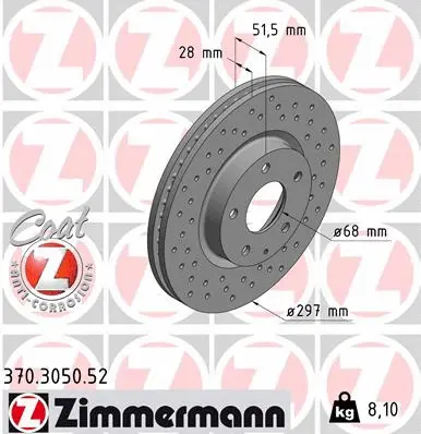 Stabdžių diskas ZIMMERMANN 370.3050.52