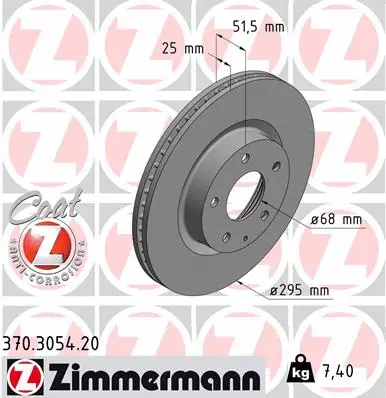 Stabdžių diskas ZIMMERMANN 370.3054.20