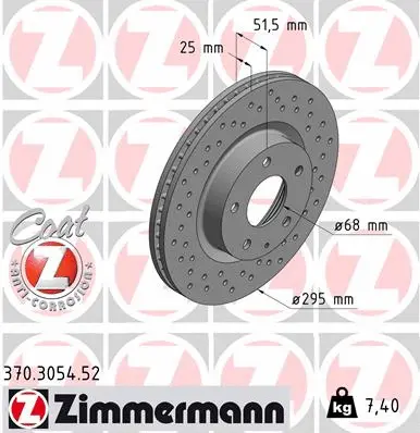 Stabdžių diskas ZIMMERMANN 370.3054.52