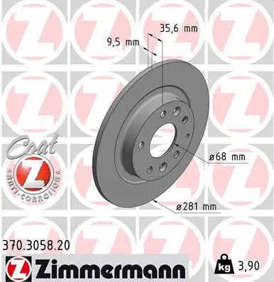 Stabdžių diskas ZIMMERMANN 370.3058.20