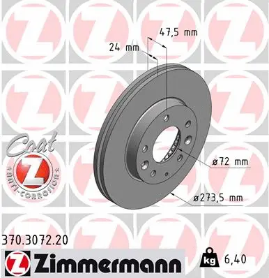 Stabdžių diskas ZIMMERMANN 370.3072.20