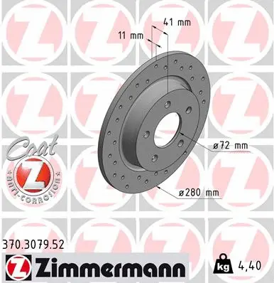 Stabdžių diskas ZIMMERMANN 370.3079.52