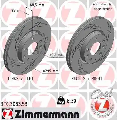 Stabdžių diskas ZIMMERMANN 370.3083.53