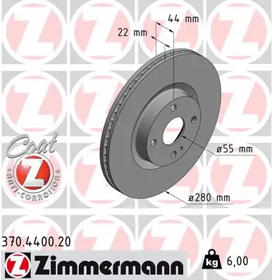 Stabdžių diskas ZIMMERMANN 370.4400.20