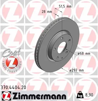 Stabdžių diskas ZIMMERMANN 370.4404.20
