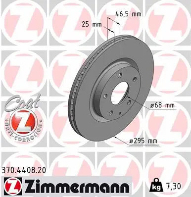 Stabdžių diskas ZIMMERMANN 370.4408.20