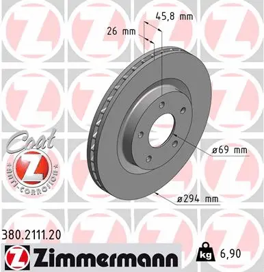 Stabdžių diskas ZIMMERMANN 380.2111.20