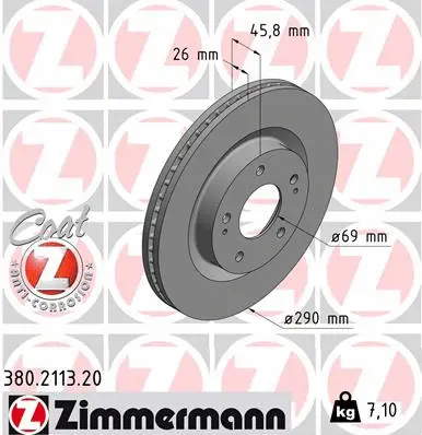 Stabdžių diskas ZIMMERMANN 380.2113.20