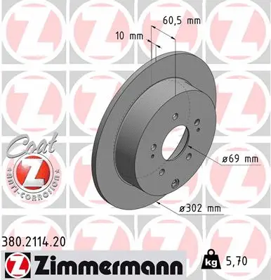 Stabdžių diskas ZIMMERMANN 380.2114.20