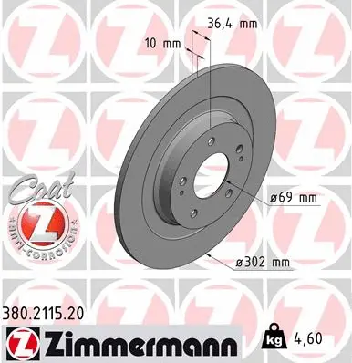 Stabdžių diskas ZIMMERMANN 380.2115.20