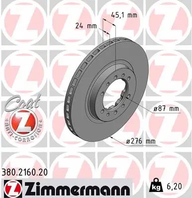 Stabdžių diskas ZIMMERMANN 380.2160.20