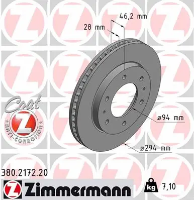 Stabdžių diskas ZIMMERMANN 380.2172.20