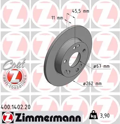 Stabdžių diskas ZIMMERMANN 400.1402.20