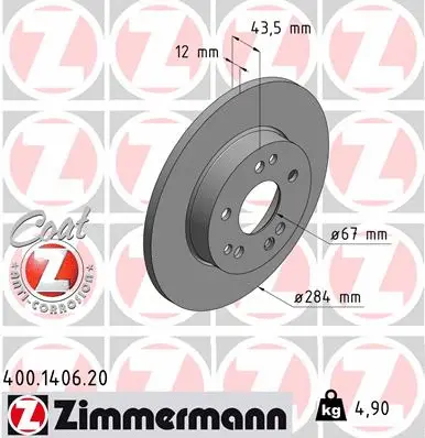 Stabdžių diskas ZIMMERMANN 400.1406.20