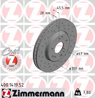 Stabdžių diskas ZIMMERMANN 400.1419.52