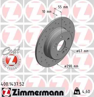 Stabdžių diskas ZIMMERMANN 400.1437.52