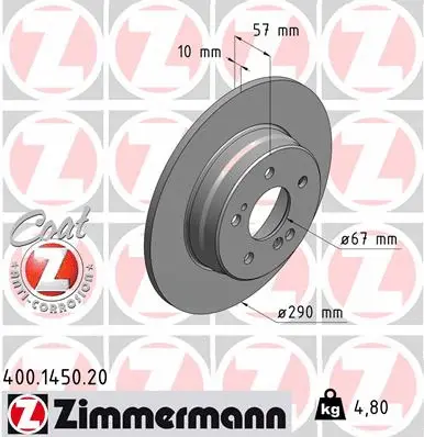 Stabdžių diskas ZIMMERMANN 400.1450.20