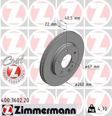 Stabdžių diskas ZIMMERMANN 400.3602.20