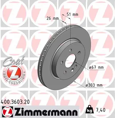 Stabdžių diskas ZIMMERMANN 400.3603.20