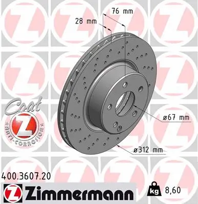 Stabdžių diskas ZIMMERMANN 400.3607.20
