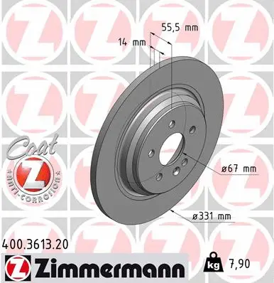 Stabdžių diskas ZIMMERMANN 400.3613.20