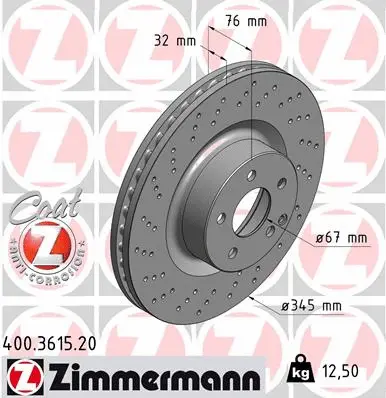 Stabdžių diskas ZIMMERMANN 400.3615.20