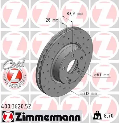 Stabdžių diskas ZIMMERMANN 400.3620.52