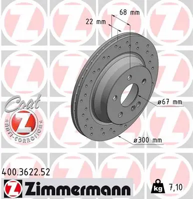 Stabdžių diskas ZIMMERMANN 400.3622.52