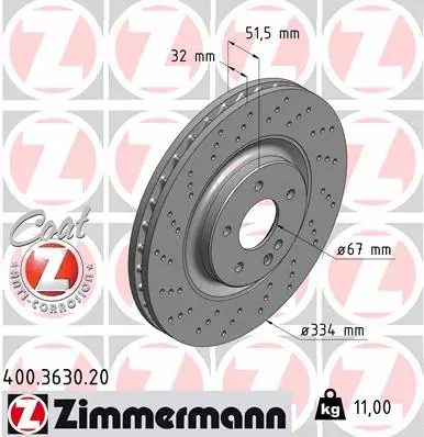 Stabdžių diskas ZIMMERMANN 400.3630.20