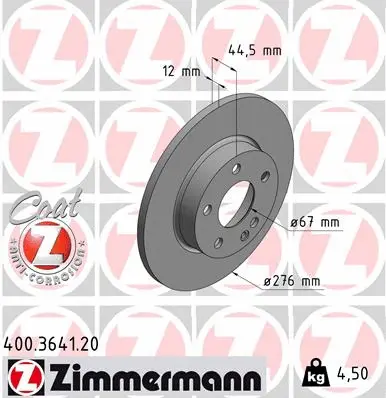 Stabdžių diskas ZIMMERMANN 400.3641.20