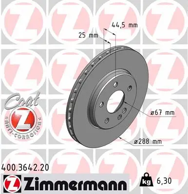 Stabdžių diskas ZIMMERMANN 400.3642.20