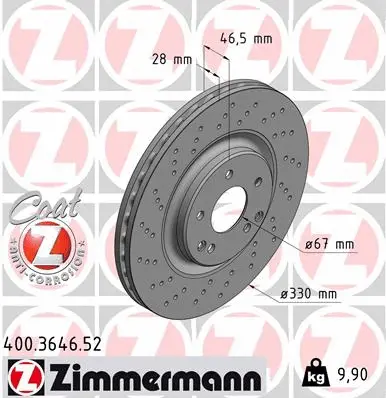 Stabdžių diskas ZIMMERMANN 400.3646.52