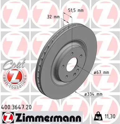 Stabdžių diskas ZIMMERMANN 400.3647.20