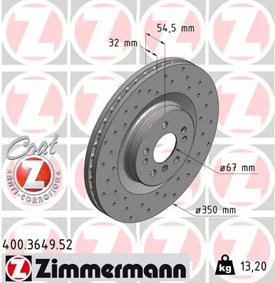 Stabdžių diskas ZIMMERMANN 400.3649.52