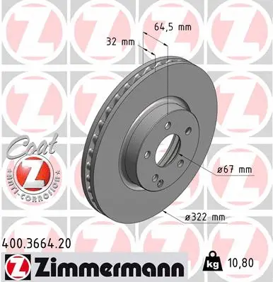 Stabdžių diskas ZIMMERMANN 400.3664.20